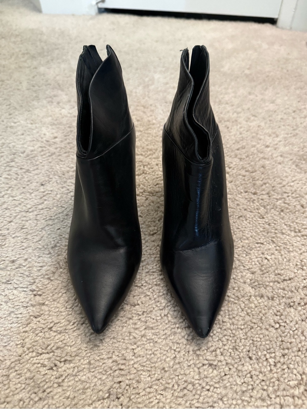 Classic Black Pointed-Toe Women's Ankle Boots - Leather